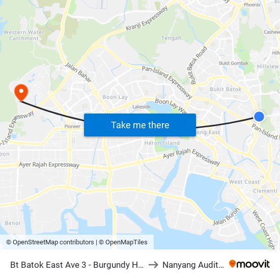 Bt Batok East Ave 3 - Burgundy Hill (42319) to Nanyang Auditorium map