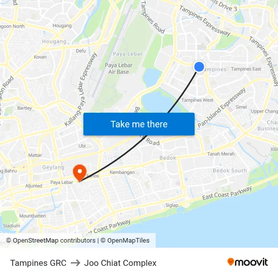 Tampines GRC to Joo Chiat Complex map