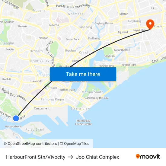 HarbourFront Stn/Vivocity to Joo Chiat Complex map