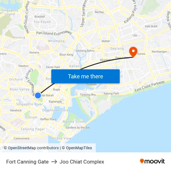 Fort Canning Gate to Joo Chiat Complex map