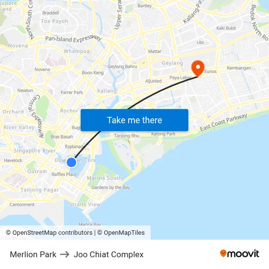Merlion Park to Joo Chiat Complex map