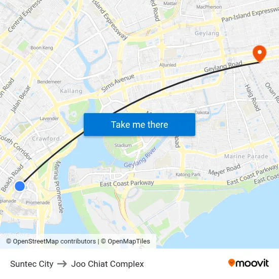 Suntec City to Joo Chiat Complex map