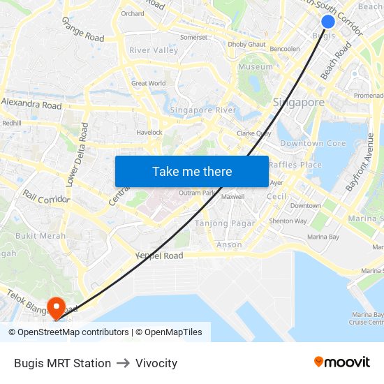 Bugis MRT Station to Bugis MRT Station map