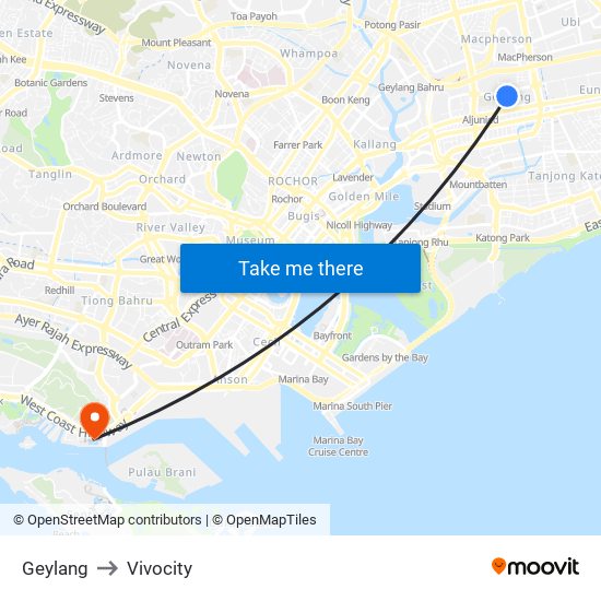 Geylang to Vivocity map