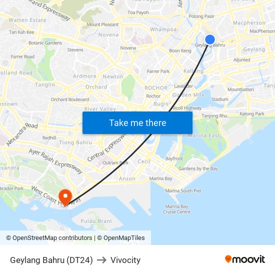 Geylang Bahru (DT24) to Vivocity map