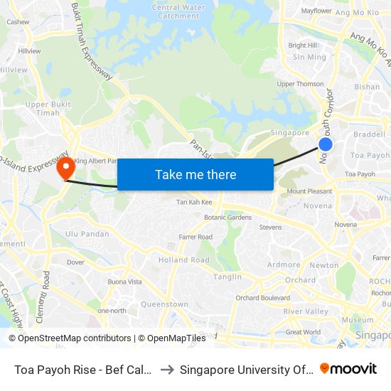 Toa Payoh Rise - Bef Caldecott Stn/Savh (52241) to Singapore University Of Social Sciences (Suss) map