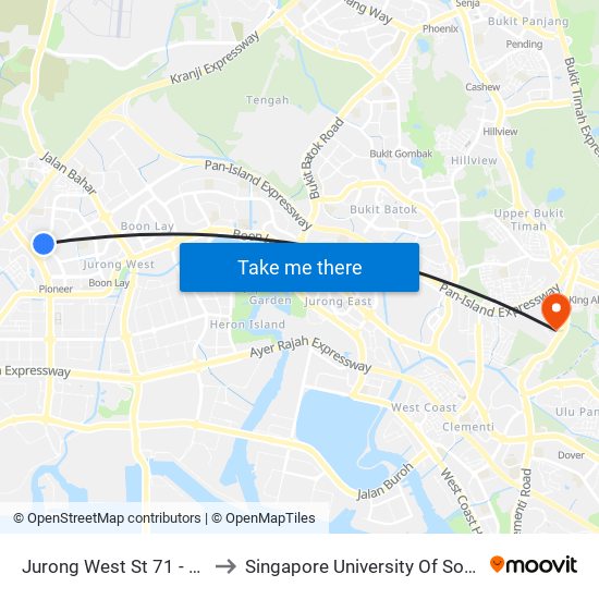 Jurong West St 71 - Blk 711 (27429) to Singapore University Of Social Sciences (Suss) map