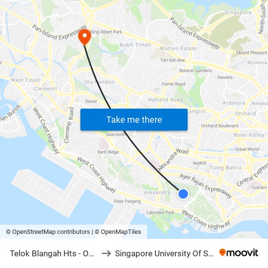 Telok Blangah Hts - Opp Blk 70b (14331) to Singapore University Of Social Sciences (Suss) map