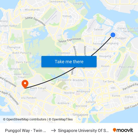 Punggol Way - Twin Waterfalls (65431) to Singapore University Of Social Sciences (Suss) map