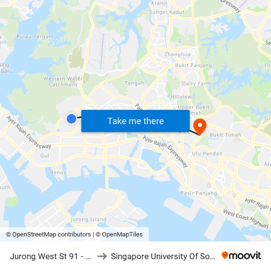 Jurong West St 91 -  Blk 918 (27531) to Singapore University Of Social Sciences (Suss) map