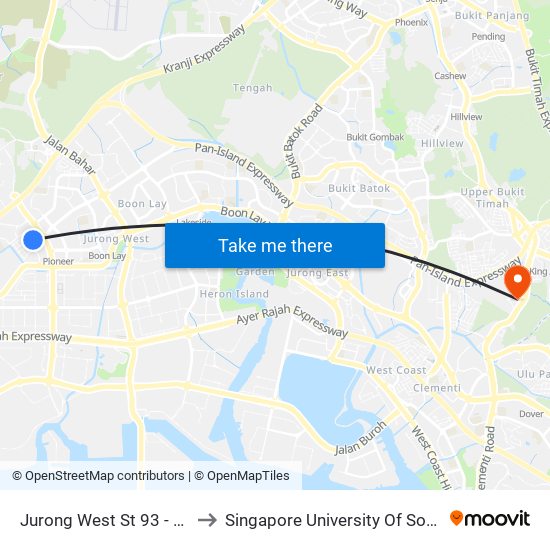 Jurong West St 93 - Blk 974 (27511) to Singapore University Of Social Sciences (Suss) map