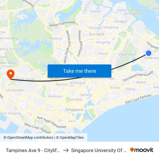 Tampines Ave 9 - Citylife@ Tampines (76541) to Singapore University Of Social Sciences (Suss) map