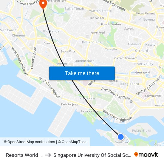 Resorts World Station to Singapore University Of Social Sciences (Suss) map