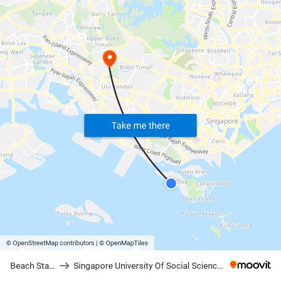 Beach Station to Singapore University Of Social Sciences (Suss) map