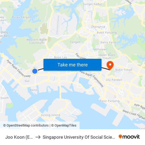 Joo Koon (EW29) to Singapore University Of Social Sciences (Suss) map