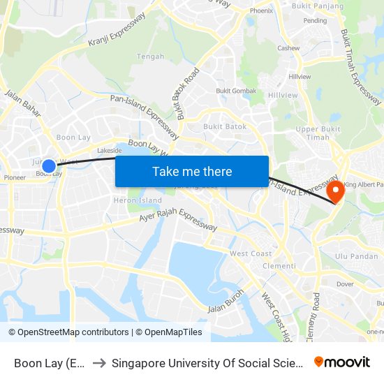 Boon Lay (EW27) to Singapore University Of Social Sciences (Suss) map