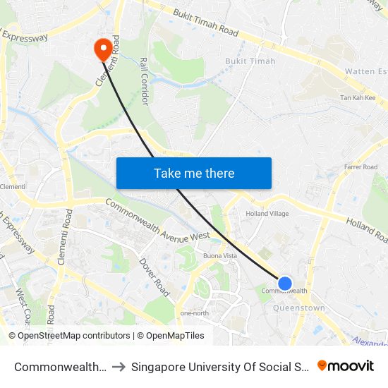 Commonwealth (EW20) to Singapore University Of Social Sciences (Suss) map