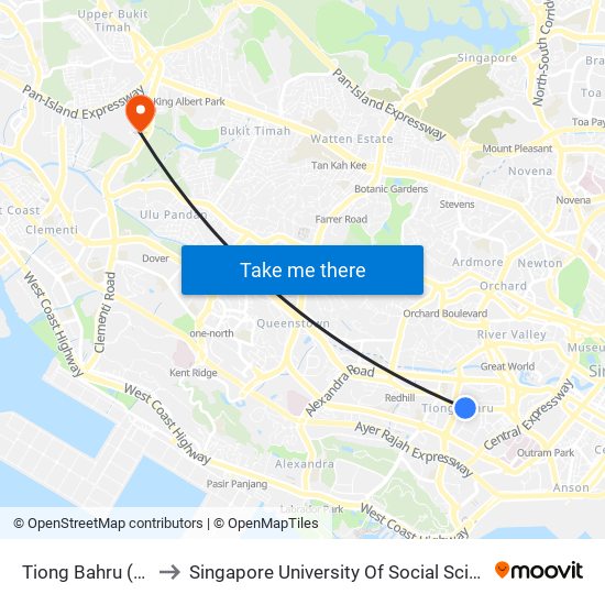 Tiong Bahru (EW17) to Singapore University Of Social Sciences (Suss) map