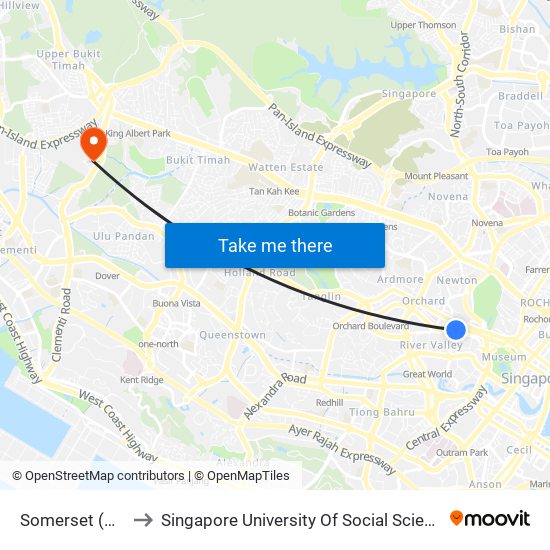 Somerset (NS23) to Singapore University Of Social Sciences (Suss) map