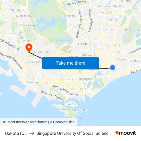 Dakota (CC8) to Singapore University Of Social Sciences (Suss) map