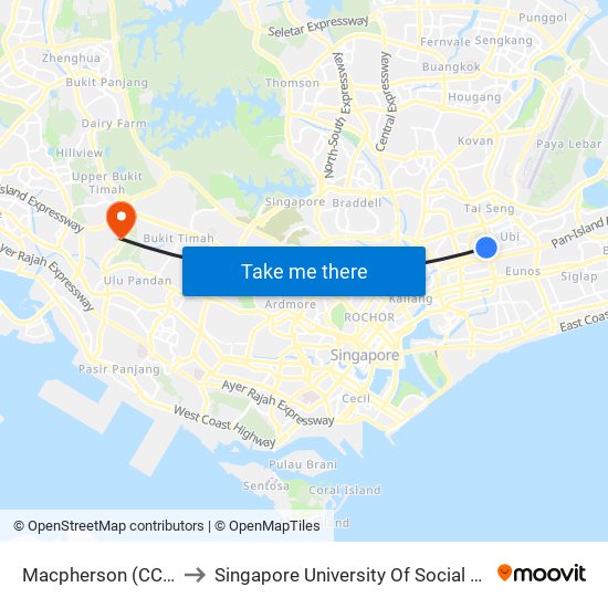 Macpherson (CC10|DT26) to Singapore University Of Social Sciences (Suss) map