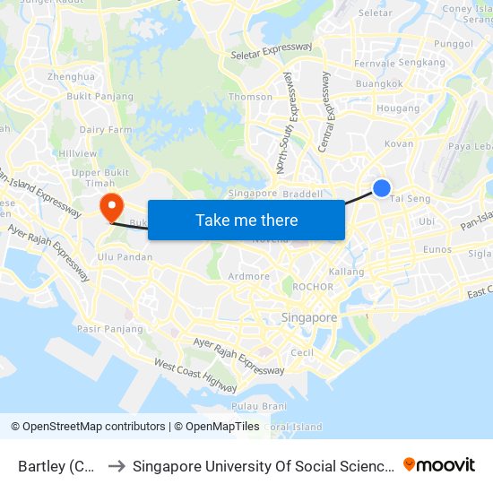 Bartley (CC12) to Singapore University Of Social Sciences (Suss) map