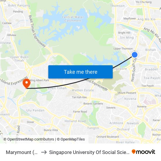 Marymount (CC16) to Singapore University Of Social Sciences (Suss) map