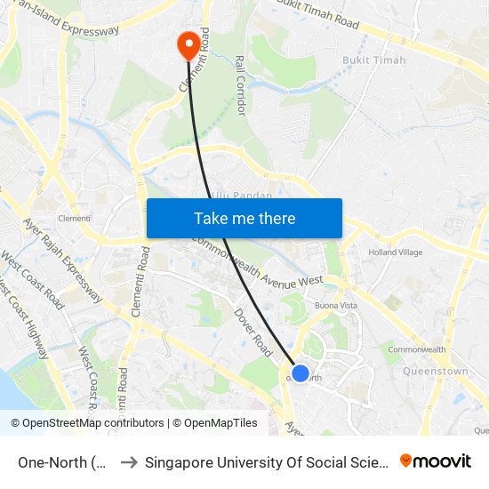 One-North (CC23) to Singapore University Of Social Sciences (Suss) map
