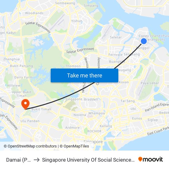 Damai (PE7) to Singapore University Of Social Sciences (Suss) map