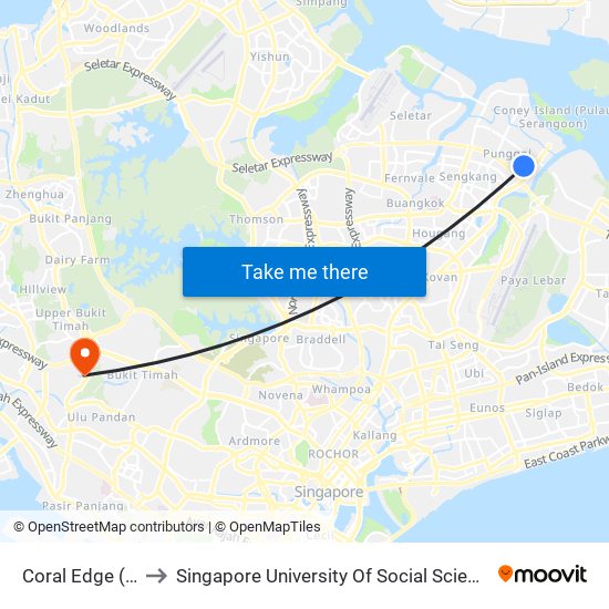 Coral Edge (PE3) to Singapore University Of Social Sciences (Suss) map