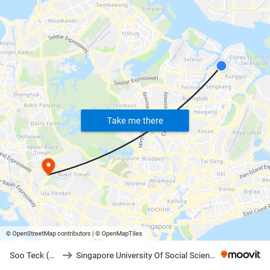 Soo Teck (PW7) to Singapore University Of Social Sciences (Suss) map