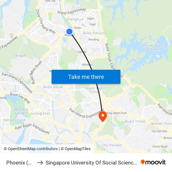 Phoenix (BP5) to Singapore University Of Social Sciences (Suss) map