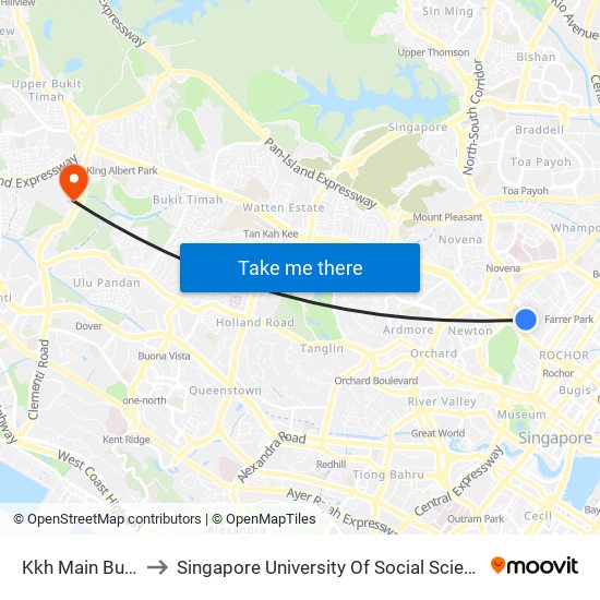 Kkh Main Building to Singapore University Of Social Sciences (Suss) map