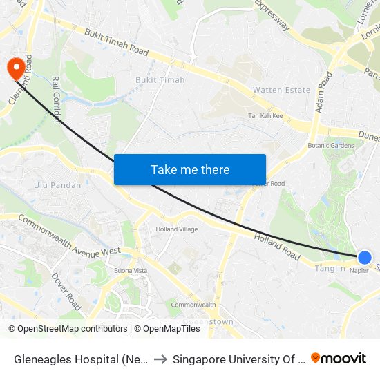 Gleneagles Hospital (Next To Entrance To A&E) to Singapore University Of Social Sciences (Suss) map