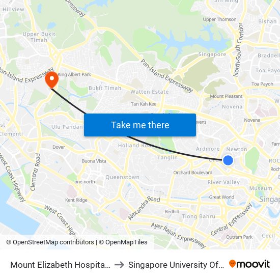 Mount Elizabeth Hospital (Next To Car Park Exit) to Singapore University Of Social Sciences (Suss) map