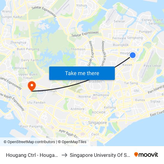 Hougang Ctrl - Hougang Ctrl Int (64009) to Singapore University Of Social Sciences (Suss) map