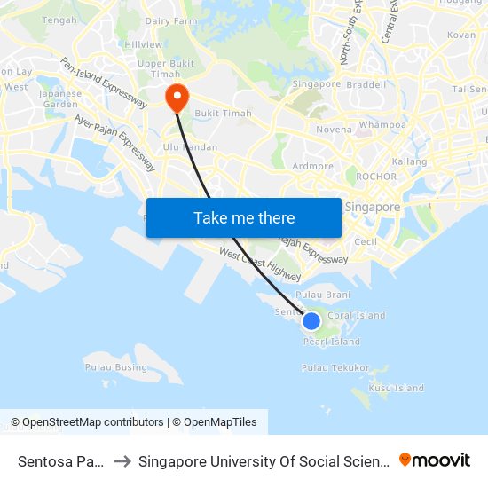 Sentosa Pavilion to Singapore University Of Social Sciences (Suss) map