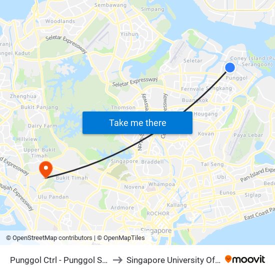 Punggol Ctrl - Punggol Stn/Waterway Pt (65251) to Singapore University Of Social Sciences (Suss) map