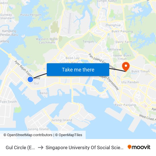 Gul Circle (EW30) to Singapore University Of Social Sciences (Suss) map
