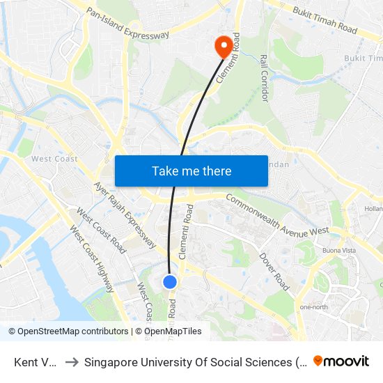 Kent Vale to Singapore University Of Social Sciences (Suss) map