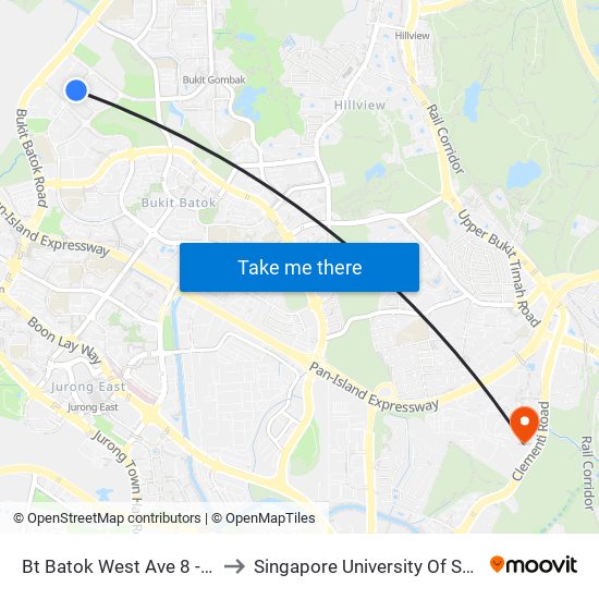 Bt Batok West Ave 8 - Blk 438a (40361) to Singapore University Of Social Sciences (Suss) map