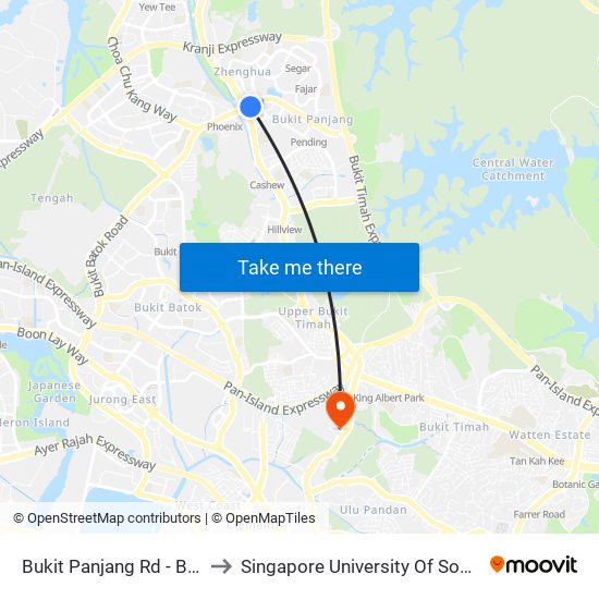 Bukit Panjang Rd - Blk 184 (44909) to Singapore University Of Social Sciences (Suss) map