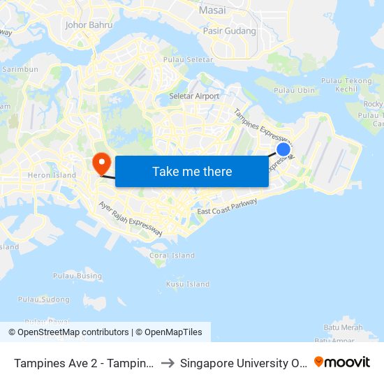 Tampines Ave 2 - Tampines East Stn Exit B (76031) to Singapore University Of Social Sciences (Suss) map