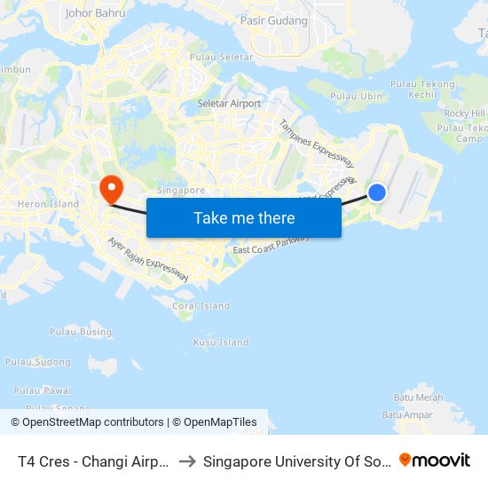 T4 Cres - Changi Airport Ter 4 (95209) to Singapore University Of Social Sciences (Suss) map