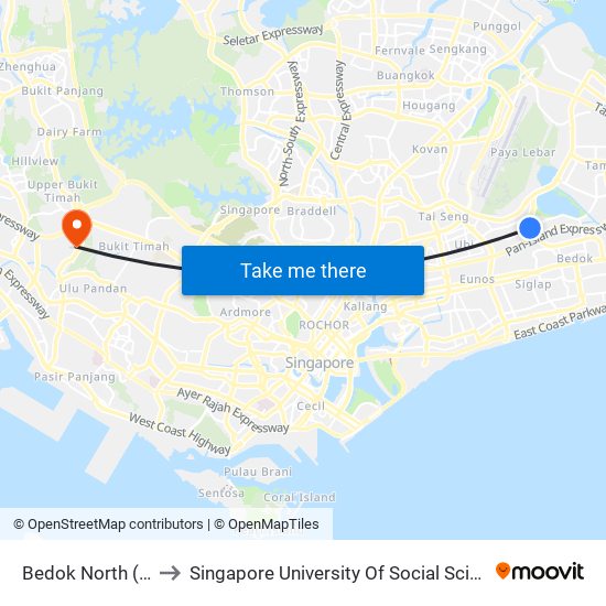 Bedok North (DT29) to Singapore University Of Social Sciences (Suss) map