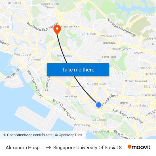 Alexandra Hospital Blk 1 to Singapore University Of Social Sciences (Suss) map