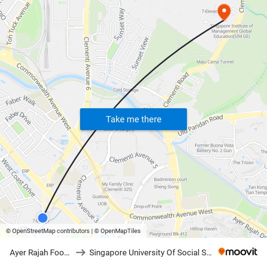Ayer Rajah Food Centre to Singapore University Of Social Sciences (Suss) map