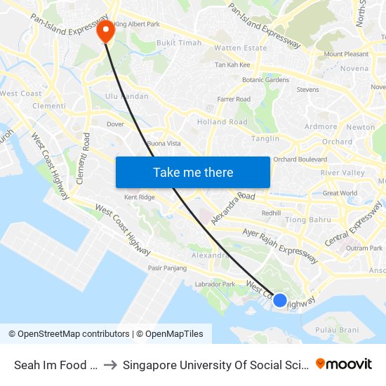 Seah Im Food Centre to Singapore University Of Social Sciences (Suss) map