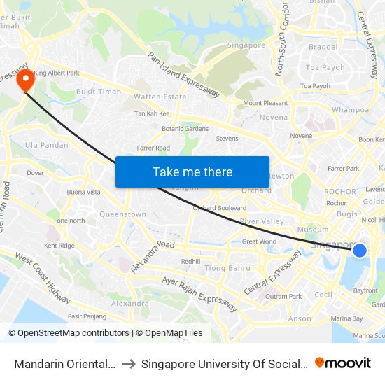 Mandarin Oriental Singapore to Singapore University Of Social Sciences (Suss) map