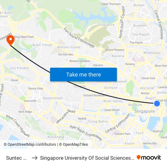 Suntec Hub to Singapore University Of Social Sciences (Suss) map